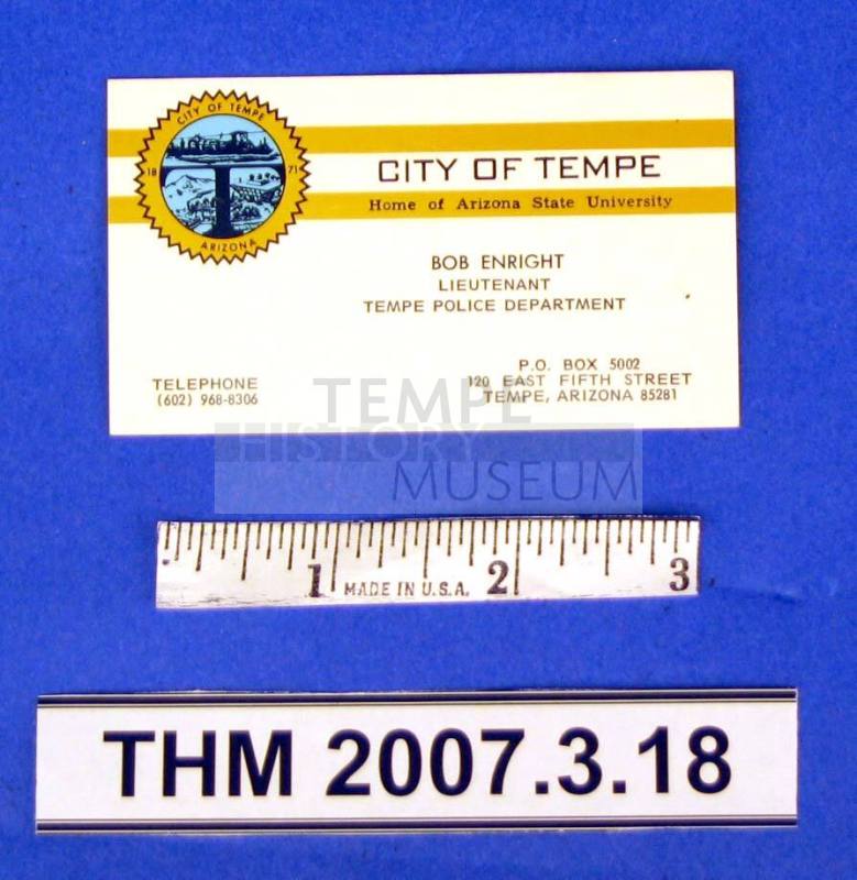 Business Card, Bob Enright, Lieutenant, Tempe Police Department