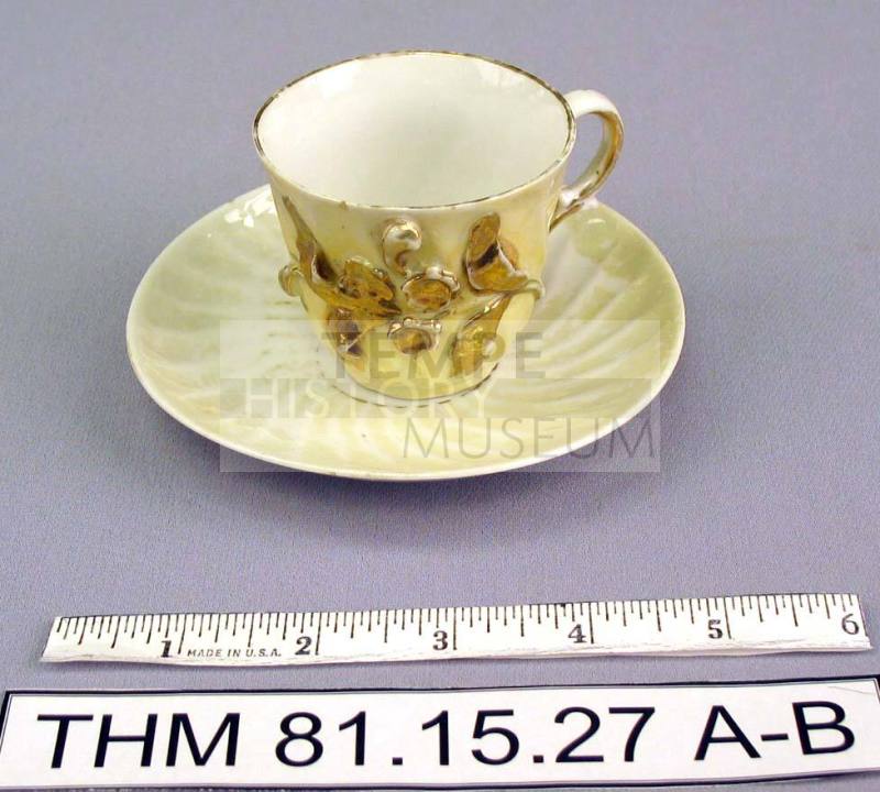 Yellow Porcelain Teacup and Saucer