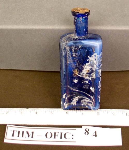 Bottle, Spurr blue glass
