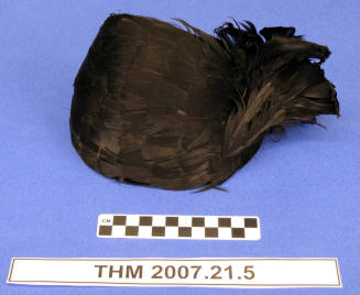 Black feather fitted hat.