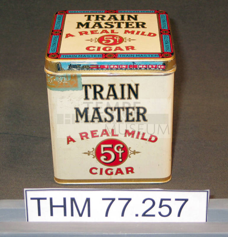 Train Master tin cigar container with lid
