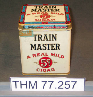 Train Master tin cigar container with lid