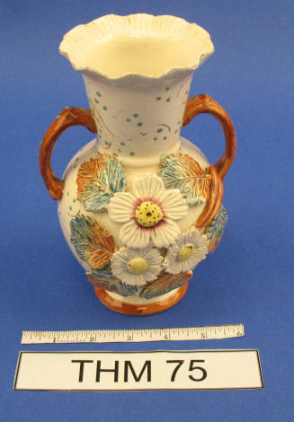 English Flowered Pottery Vase