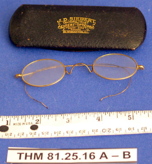 Wire rimmed eyeglasses with case