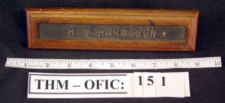 Nameplate, H.S. Harelson