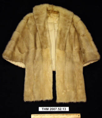 Fur Wrap (tawny beige) with long front - Irene Benedict