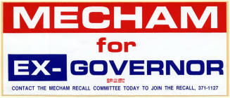 "Mecham for EX-Governor" Bumpersticker.