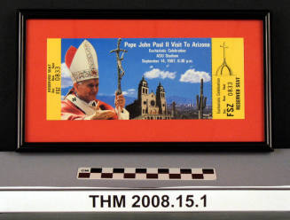 Pope John Paul II Visit to Arizona ASU Stadium Ticket (framed)