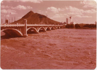 Flooded Salt River under the Mill Avenue Bridge
