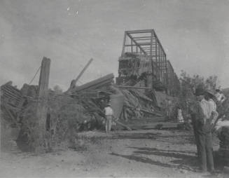OS-142   Wreck of Maricopa and Phoenix Railroad on Bridge
