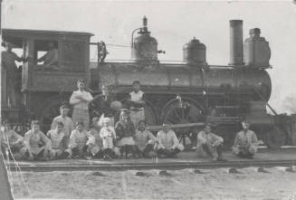 OS-156   Football Team and Train Engine 'Mesa City.'