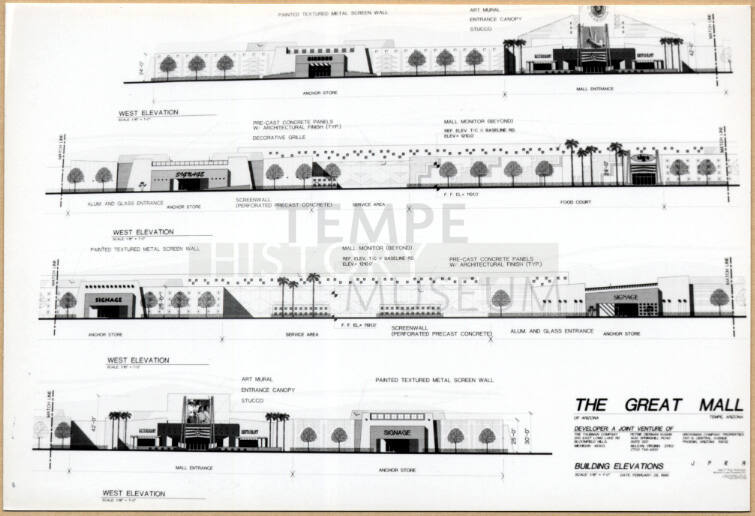 Photo of Architect's Elevation for "The Great Mall" Arizona Mills.
