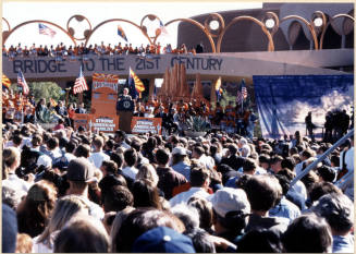 President Clinton Speaking at 1996 Presidential Campaign Event Outside of Gammage Auditorium.