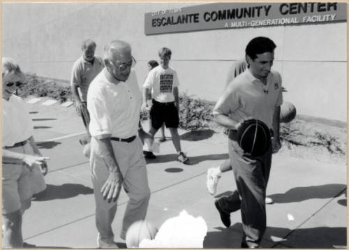 Tempe Councilmembers Dribbling Basketballs at the Escalante Community Center Dedication