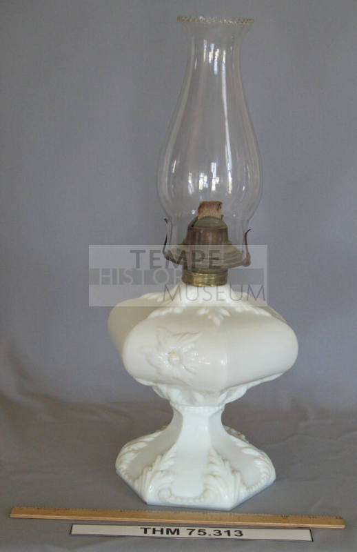 Oil lamp, milk glass