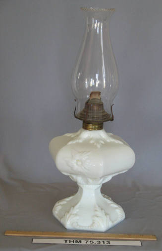 Oil lamp, milk glass