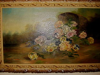 Flower painting in wooden frame