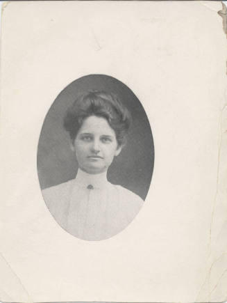 Bust, Woman, White Top and High Collar