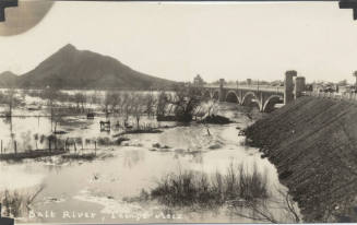 Flooded Salt River,Tempe Butte, Bridge