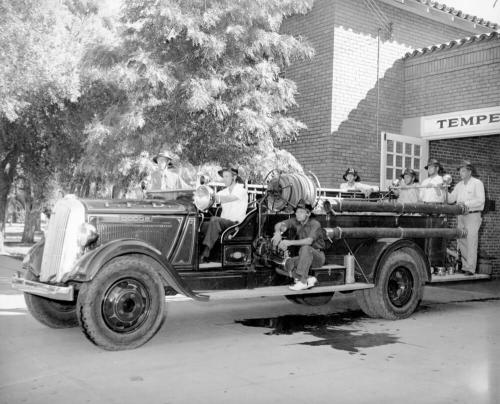Chief Carl Spain and Tempe Fire Department Crew on Fire Truck