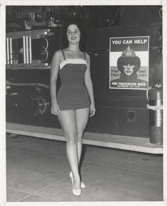 Miss Spencer in Front of Fire Truck