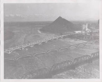 Photograph, Black And White-View of Flooded Salt River And Three Tempe Bridges