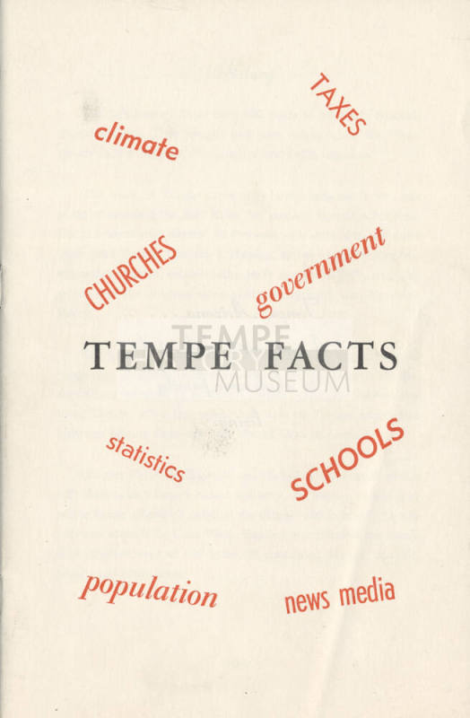 "Tempe Facts…climate, taxes, churches, government, statistics…"