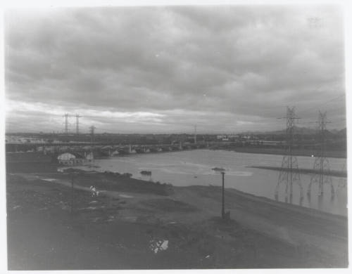 The flooded Salt River from Tempe Butte