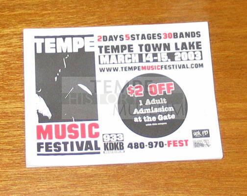 Booklet of coupons for $2 off Tempe Music Festival