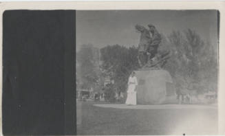 Estelle Craig with Rough Rider Statue