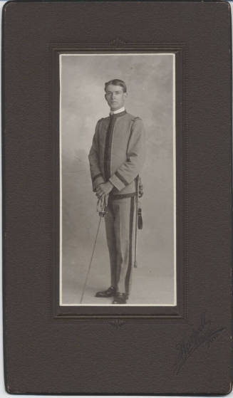 Portrait of Karl Lubrick in cadet uniform of Tempe Normal School