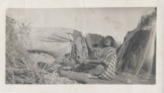 Native American with Textiles
