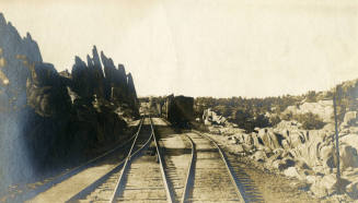 Trains on Railroad Tracks in Desert