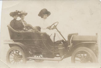 Three Women Riding in Open Model-T Ford