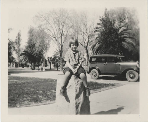 Childs Photograph with Car as Background