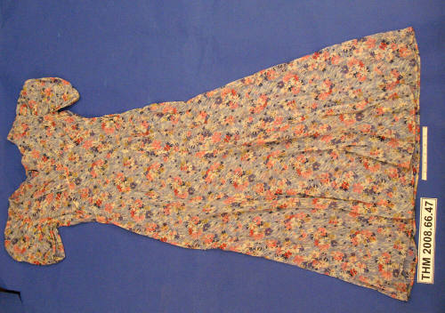 Blue and Pink Floral 1940s Dress