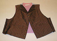 Mens vest of brown fabric.  For Tempe Centennial