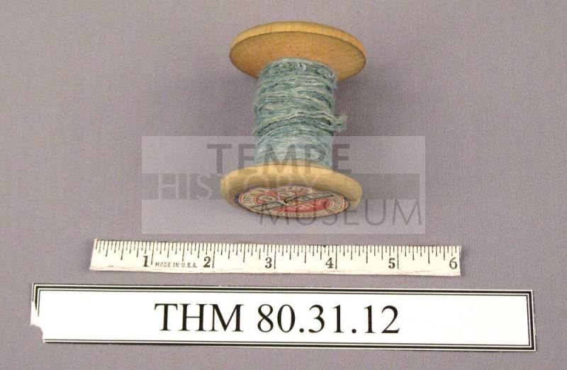 Spool , Wood (Large) with Pale Turquoise Linen Thread