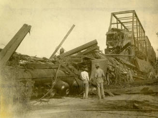 Wreck of Maricopa and Phoenix Railroad on Bridge.