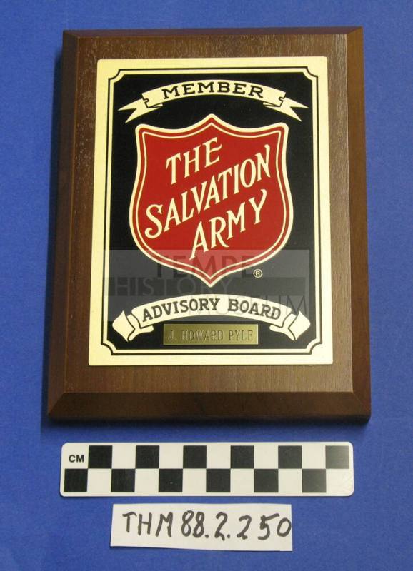 Salvation Army Advisory Board Plaque:  J. Howard Pyle