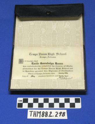 Lucille Hanna's Tempe Union High School Diploma 1923