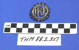 Blue "stone" gold circle "IKE" pin