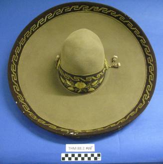 Taupe/Brown Sombrero with Gold Embroidery