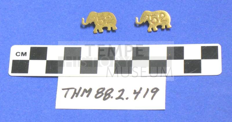 Pair of Elephant Pins with "52"