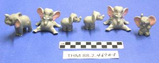 Elephant Figurines, 6 pink baby elephants