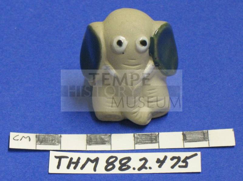 Elephant figurine-pottery with glazed ears and eyes