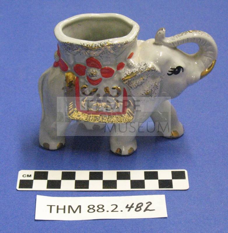 Elephant figurine-container