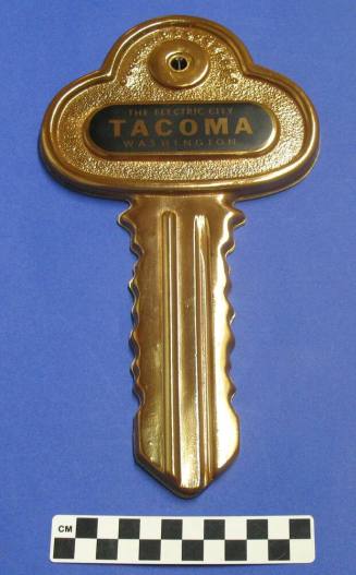 Large plastic key: The Electric City of Tacoma, Washington