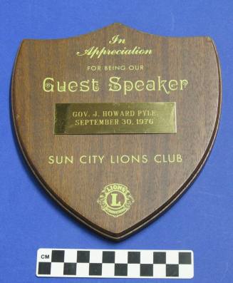 Sun City Lions Guest Speaker, September, 1976