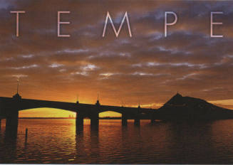 Sunrise over Tempe Town Lake and Mill Ave Bridge Postcard